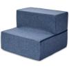 imageBest Pet Supplies Foldable Pet Stairs Cover for Foam Dog Ramps Replacement Slip with NonSlip Step Surface Plush and Soft Fabric Provides Paw Traction and Stability  Gray Linen 2StepNavy Blue