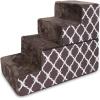 imageBest Pet Supplies Foldable Pet Stairs Cover for Foam Dog Ramps Replacement Slip with NonSlip Step Surface Plush and Soft Fabric Provides Paw Traction and Stability  Gray Linen 2StepBrown Lattice Print