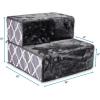 imageBest Pet Supplies Foldable Pet Stairs Cover for Foam Dog Ramps Replacement Slip with NonSlip Step Surface Plush and Soft Fabric Provides Paw Traction and Stability  Gray Linen 2StepGray Lattice Print