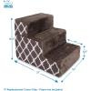 imageBest Pet Supplies Foldable Pet Stairs Cover for Foam Dog Ramps Replacement Slip with NonSlip Step Surface Plush and Soft Fabric Provides Paw Traction and Stability  Gray Linen 2StepBrown Lattice Print