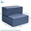 imageBest Pet Supplies Foldable Pet Stairs Cover for Foam Dog Ramps Replacement Slip with NonSlip Step Surface Plush and Soft Fabric Provides Paw Traction and Stability  Gray Linen 2StepNavy Blue