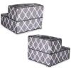 imageBest Pet Supplies Foldable Pet Stairs Cover for Foam Dog Ramps Replacement Slip with NonSlip Step Surface Plush and Soft Fabric Provides Paw Traction and Stability  Gray Linen 2StepGray Lattice Print