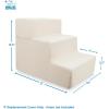 imageBest Pet Supplies Foldable Pet Stairs Cover for Foam Dog Ramps Replacement Slip with NonSlip Step Surface Plush and Soft Fabric Provides Paw Traction and Stability  Gray Linen 2StepIvory