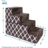 imageBest Pet Supplies Foldable Pet Stairs Cover for Foam Dog Ramps Replacement Slip with NonSlip Step Surface Plush and Soft Fabric Provides Paw Traction and Stability  Gray Linen 2StepBrown Lattice Print