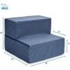 imageBest Pet Supplies Foldable Pet Stairs Cover for Foam Dog Ramps Replacement Slip with NonSlip Step Surface Plush and Soft Fabric Provides Paw Traction and Stability  Gray Linen 2StepNavy Blue