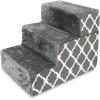 imageBest Pet Supplies Foldable Pet Stairs Cover for Foam Dog Ramps Replacement Slip with NonSlip Step Surface Plush and Soft Fabric Provides Paw Traction and Stability  Gray Linen 2StepGray Lattice Print
