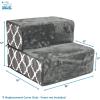 imageBest Pet Supplies Foldable Pet Stairs Cover for Foam Dog Ramps Replacement Slip with NonSlip Step Surface Plush and Soft Fabric Provides Paw Traction and Stability  Gray Linen 2StepGray Lattice Print