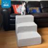 imageBest Pet Supplies Foldable Pet Stairs Cover for Foam Dog Ramps Replacement Slip with NonSlip Step Surface Plush and Soft Fabric Provides Paw Traction and Stability  Gray Linen 2StepGray Linen