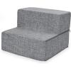 imageBest Pet Supplies Foldable Pet Stairs Cover for Foam Dog Ramps Replacement Slip with NonSlip Step Surface Plush and Soft Fabric Provides Paw Traction and Stability  Gray Linen 2StepGray Linen