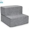 imageBest Pet Supplies Foldable Pet Stairs Cover for Foam Dog Ramps Replacement Slip with NonSlip Step Surface Plush and Soft Fabric Provides Paw Traction and Stability  Gray Linen 2StepGray Linen