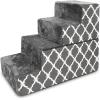 imageBest Pet Supplies Foldable Pet Stairs Cover for Foam Dog Ramps Replacement Slip with NonSlip Step Surface Plush and Soft Fabric Provides Paw Traction and Stability  Gray Linen 2StepGray Lattice Print