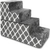 imageBest Pet Supplies Foldable Pet Stairs Cover for Foam Dog Ramps Replacement Slip with NonSlip Step Surface Plush and Soft Fabric Provides Paw Traction and Stability  Gray Linen 2StepGray Lattice Print