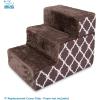 imageBest Pet Supplies Foldable Pet Stairs Cover for Foam Dog Ramps Replacement Slip with NonSlip Step Surface Plush and Soft Fabric Provides Paw Traction and Stability  Gray Linen 2StepBrown Lattice Print