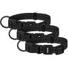 imageBest Pet Supplies Reflective Dog Collar with Adjustable Length HeavyDuty Buckle and Strong Leash DRing Training Walking Jogging Accessory for Small Medium and Large Breeds  Purple MCollar Black