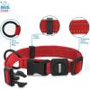 imageBest Pet Supplies Reflective Dog Collar with Adjustable Length HeavyDuty Buckle and Strong Leash DRing Training Walking Jogging Accessory for Small Medium and Large Breeds  Purple MCollar Red