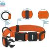 imageBest Pet Supplies Reflective Dog Collar with Adjustable Length HeavyDuty Buckle and Strong Leash DRing Training Walking Jogging Accessory for Small Medium and Large Breeds  Purple MCollar Orange