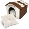 imagePet TentSoft Bed for Dog and Cat by Best Pet Supplies  Beige Corduroy 19quot x 19quot x H19quotBeige w Brown Stripes