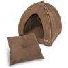 imagePet TentSoft Bed for Dog and Cat by Best Pet Supplies  Beige Corduroy 19quot x 19quot x H19quotDark Brown