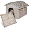 imagePet TentSoft Bed for Dog and Cat by Best Pet Supplies  Beige Corduroy 19quot x 19quot x H19quotSilver w Bones