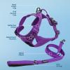 imageVoyager Dog Harness Dual Leash Attachment NoPull Control Adjustable Soft but Strong Pet Harness for Medium and Large Dogs with 3M Reflective Technology  Harness Leash Set Royal Blue Lattice MHarness Leash Set Purple Nylon