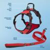 imageVoyager Dog Harness Dual Leash Attachment NoPull Control Adjustable Soft but Strong Pet Harness for Medium and Large Dogs with 3M Reflective Technology  Harness Leash Set Royal Blue Lattice MHarness Leash Set Red Nylon