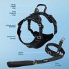 imageVoyager Dog Harness Dual Leash Attachment NoPull Control Adjustable Soft but Strong Pet Harness for Medium and Large Dogs with 3M Reflective Technology  Harness Leash Set Royal Blue Lattice MHarness Leash Set Black Nylon