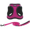 imageVoyager Stepin Plush Dog Harness  Soft Plush Step in Vest Harness and Reflective Dog 5 ft Leash Combo with Neoprene Handle for Small and Medium Dogs by Best Pet Supplies Set Red Corduroy XSHarness Leash Set Red Rose Plush