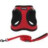 imageVoyager Stepin Plush Dog Harness  Soft Plush Step in Vest Harness and Reflective Dog 5 ft Leash Combo with Neoprene Handle for Small and Medium Dogs by Best Pet Supplies Set Red Corduroy XSHarness Leash Set Red Plush