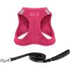 imageVoyager Stepin Plush Dog Harness  Soft Plush Step in Vest Harness and Reflective Dog 5 ft Leash Combo with Neoprene Handle for Small and Medium Dogs by Best Pet Supplies Set Red Corduroy XSHarness Leash Set Fuchsia Corduroy
