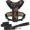 imageAir Frontier Mesh Dog Harness with and Reflective Dog Leash Set Reflective Stitching and Lightweight Breathable NoPull Design Adjustable Neck and Chest Straps for Small to Large Breeds  RDW MHarness Leash Set Camo Mesh