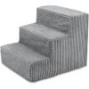 imageBest Pet Supplies Dog Stairs ampamp Steps  Foam Steps for Small Dogs ampamp Cats NonSlip Indoor Balanced Pet Step Support Dog Ramp No Assembly Brown Lattice Print Foldable 3Step 165inch HeightGray