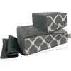 imageBest Pet Supplies Foldable Pet Stairs Cover for Foam Dog Ramps Replacement Slip with NonSlip Step Surface Plush and Soft Fabric Provides Paw Traction and Stability  Gray Linen 2StepGray Lattice Print