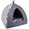 imagePet TentSoft Bed for Dog and Cat by Best Pet Supplies  Beige Corduroy 19quot x 19quot x H19quotGray Lattice