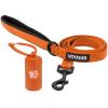 imageVoyager Reflective Dog Leash with Neoprene Handle 5 FT and Reusable Plastic Dispenser Poop Bag Holder Set for Walking and Outdoor Use Soft and Durable with ClipOn  Orange Orange DispenserLeash Dispenser Set Orange
