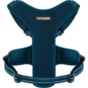 imageAir Frontier Mesh Dog Harness with and Reflective Dog Leash Set Reflective Stitching and Lightweight Breathable NoPull Design Adjustable Neck and Chest Straps for Small to Large Breeds  RDW MHarness Blue Mesh