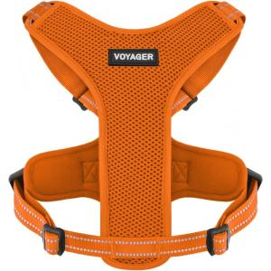 imageAir Frontier Mesh Dog Harness with and Reflective Dog Leash Set Reflective Stitching and Lightweight Breathable NoPull Design Adjustable Neck and Chest Straps for Small to Large Breeds  RDW MHarness Orange Mesh
