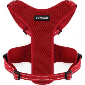 imageAir Frontier Mesh Dog Harness with and Reflective Dog Leash Set Reflective Stitching and Lightweight Breathable NoPull Design Adjustable Neck and Chest Straps for Small to Large Breeds  RDW MHarness Red Mesh