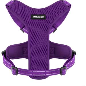 imageAir Frontier Mesh Dog Harness with and Reflective Dog Leash Set Reflective Stitching and Lightweight Breathable NoPull Design Adjustable Neck and Chest Straps for Small to Large Breeds  RDW MHarness Purple Mesh