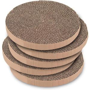 imageBest Pet Supplies Cat Scratcher Replacement Pads  Cardboard Cat Scratcher Pad Relieves Stress Supports Pet Behaviors 5 Count5 Pack Round