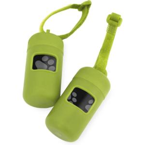 imageBest Pet Supplies Dog Poop Bag Holder Leash Attachment with 15 Bags Red Reusable Mesh Dispenser Pouch for Travel Walking Park and Outdoor Use Soft and Durable with ClipOnLime Green Plastic
