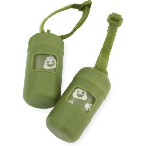 imageBest Pet Supplies Dog Poop Bag Holder Leash Attachment with 15 Bags Red Reusable Mesh Dispenser Pouch for Travel Walking Park and Outdoor Use Soft and Durable with ClipOnGreen Plastic
