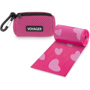imageBest Pet Supplies Dog Poop Bag Holder Leash Attachment with 15 Bags Red Reusable Mesh Dispenser Pouch for Travel Walking Park and Outdoor Use Soft and Durable with ClipOnFuchsia Mesh