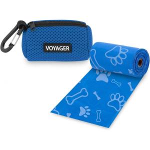 imageBest Pet Supplies Dog Poop Bag Holder Leash Attachment with 15 Bags Red Reusable Mesh Dispenser Pouch for Travel Walking Park and Outdoor Use Soft and Durable with ClipOnRoyal Blue Mesh