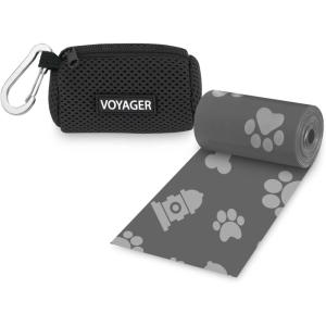 imageBest Pet Supplies Dog Poop Bag Holder Leash Attachment with 15 Bags Red Reusable Mesh Dispenser Pouch for Travel Walking Park and Outdoor Use Soft and Durable with ClipOnBlack Mesh