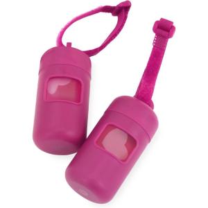 imageBest Pet Supplies Dog Poop Bag Holder Leash Attachment with 15 Bags Red Reusable Mesh Dispenser Pouch for Travel Walking Park and Outdoor Use Soft and Durable with ClipOnFuchsia Plastic