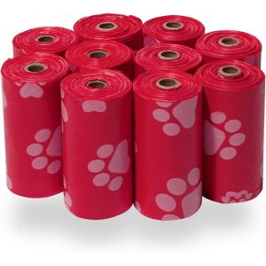 imageBest Pet Supplies Dog Poop Bags 150 Bags for Waste Refuse Cleanup Doggy Roll Replacements for Outdoor Puppy Walking and Travel Leak Proof and Tear Resistant Thick Plastic  OrangeRed