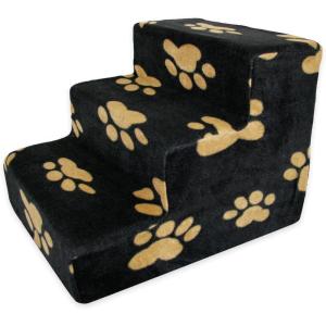 imageBest Pet Supplies Dog Stairs ampamp Steps  Foam Steps for Small Dogs ampamp Cats NonSlip Indoor Balanced Pet Step Support Dog Ramp No Assembly Brown Lattice Print Foldable 3Step 165inch HeightPaw Print on Black