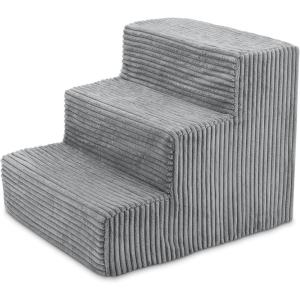 imageBest Pet Supplies Dog Stairs ampamp Steps  Foam Steps for Small Dogs ampamp Cats NonSlip Indoor Balanced Pet Step Support Dog Ramp No Assembly Brown Lattice Print Foldable 3Step 165inch HeightGray