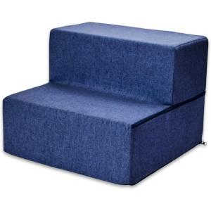 imageBest Pet Supplies Foldable Foam Pet Steps for Small Dogs and Cats Portable Ramp Stairs for Couch Sofa and High Bed Climbing NonSlip Balanced Indoor Step Support Paw Safe  Navy Blue 2Step