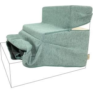 imageBest Pet Supplies Foldable Pet Stairs Cover for Foam Dog Ramps Replacement Slip with NonSlip Step Surface Plush and Soft Fabric Provides Paw Traction and Stability  Gray Linen 2StepPale Teal